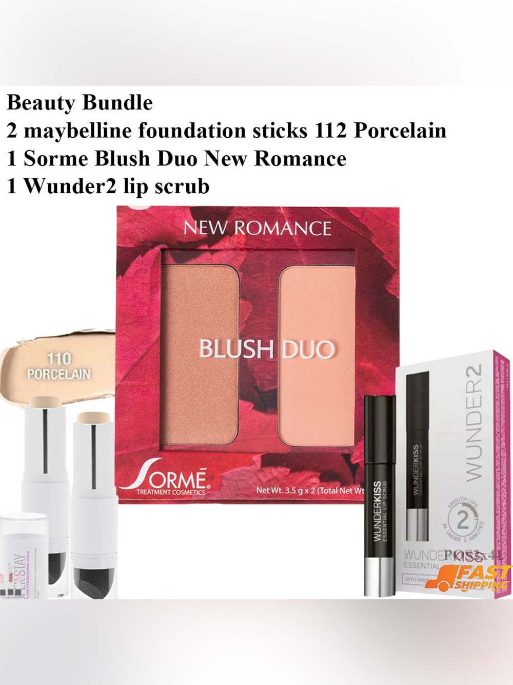 Beauty Bundle. Blush, foundation sticks, lip scrub.